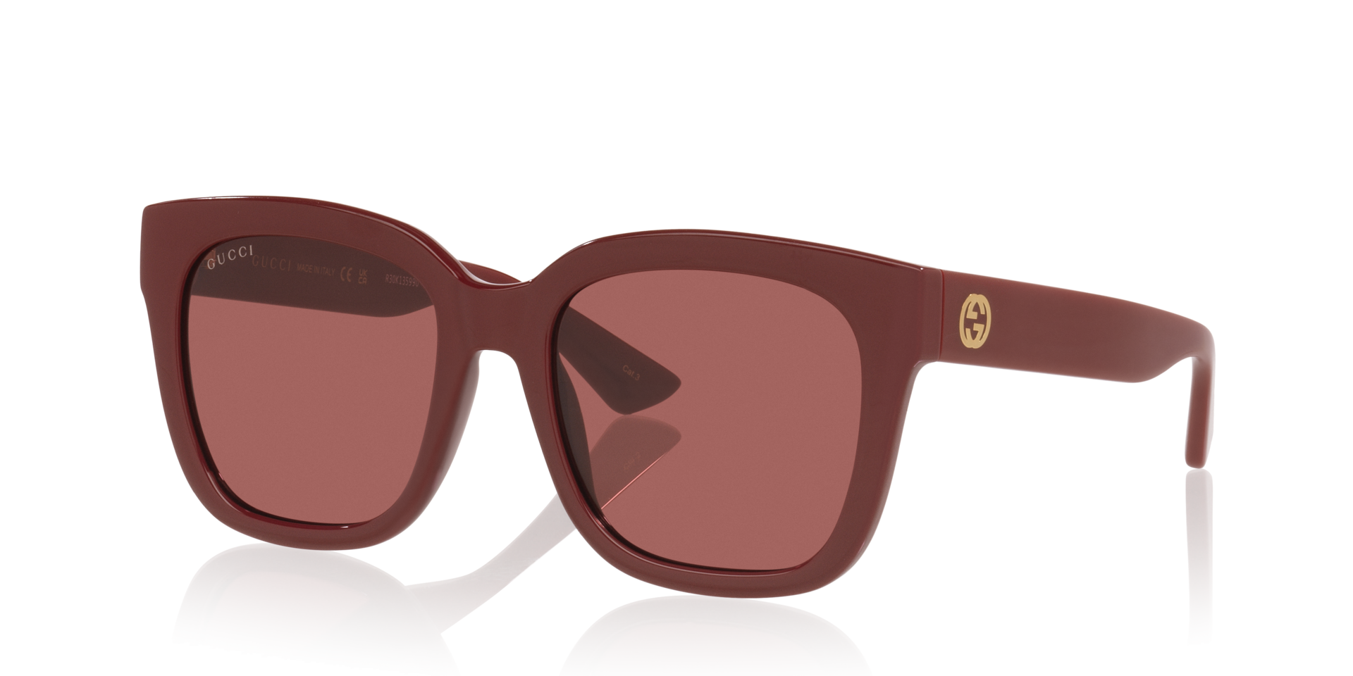 Gucci GG1338S Rectangle Sunglasses - Black Shiny