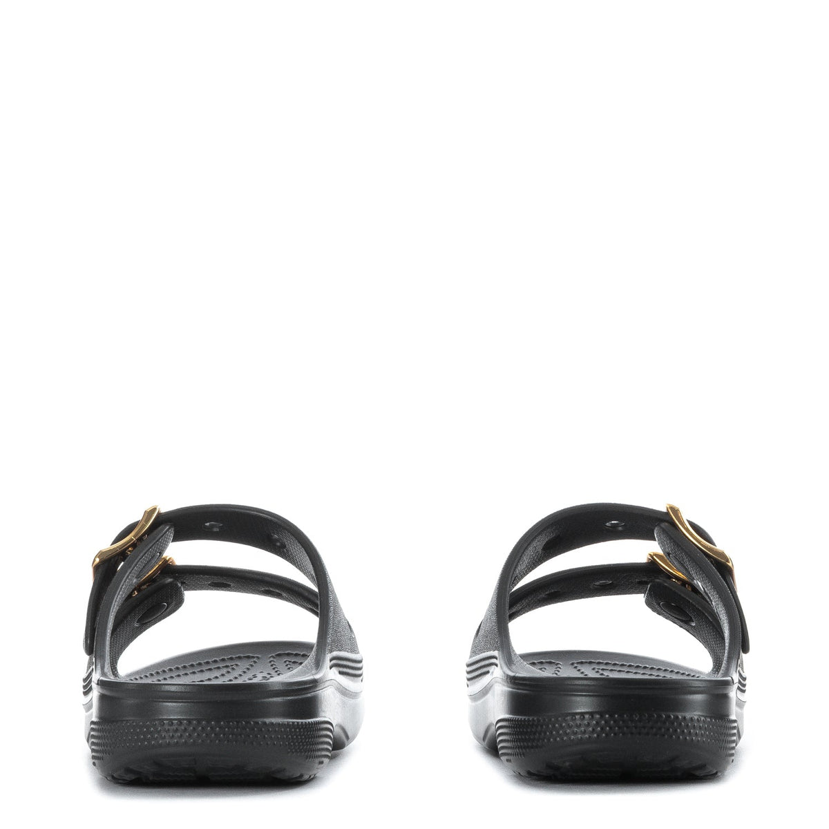 Crocs Women's Saturday Metallic Buckle Sandal - Black / Gold